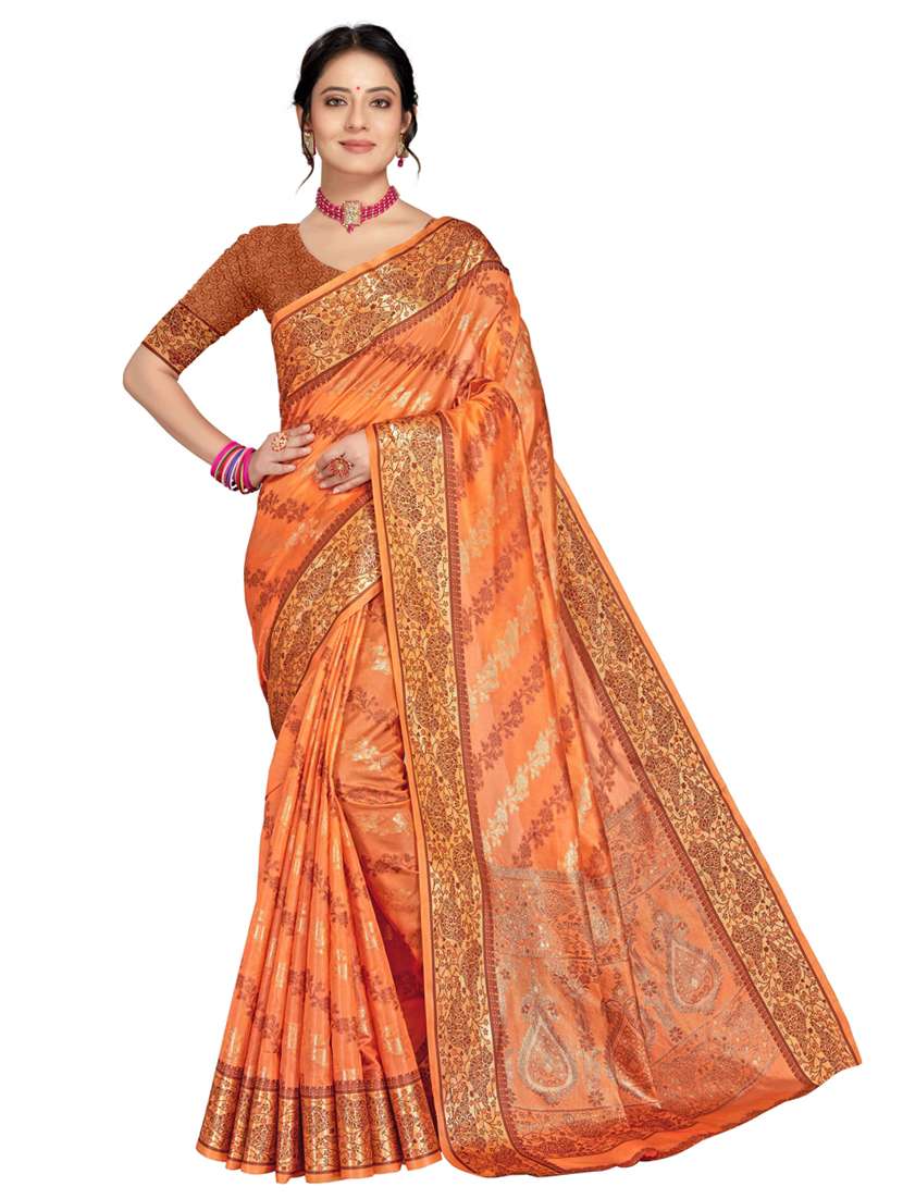 women self design banarasi saree with blouse
