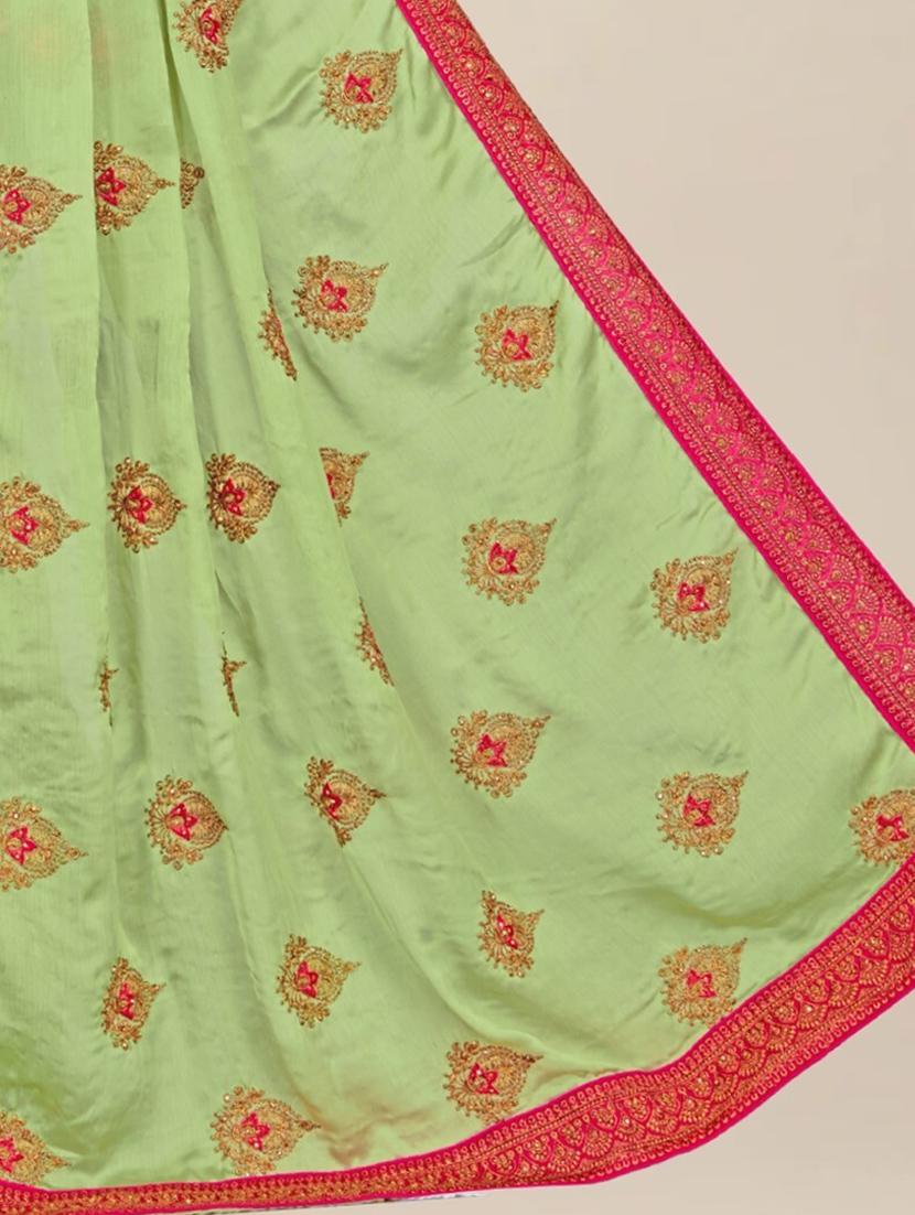 women solid with work embroidered saree with blouse - 21318443 - Standard Image - 3