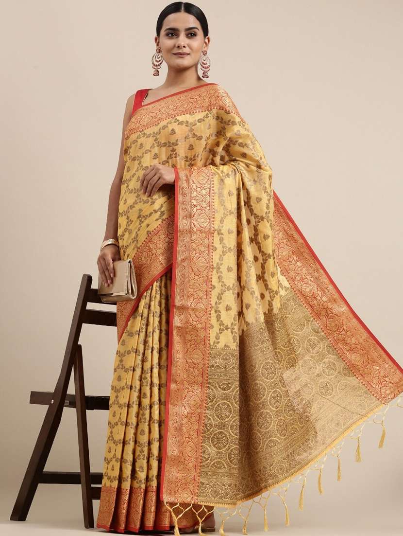 women yellow banarasi saree with blouse - 21318454 - Zoom Image - 0