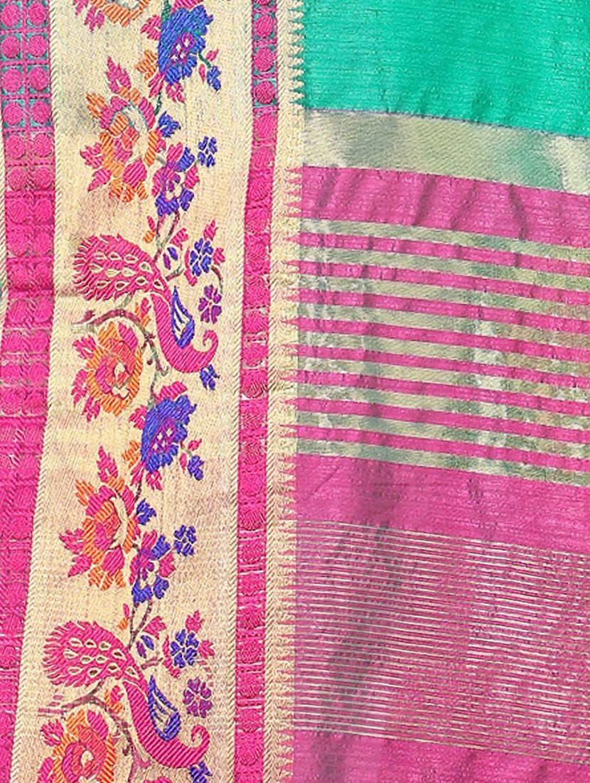 women solid with bordered saree with blouse - 21318520 - Standard Image - 3