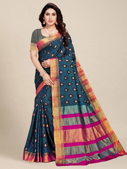 women green kanjivaram saree with blouse - 21318535 - Standard Image - 0