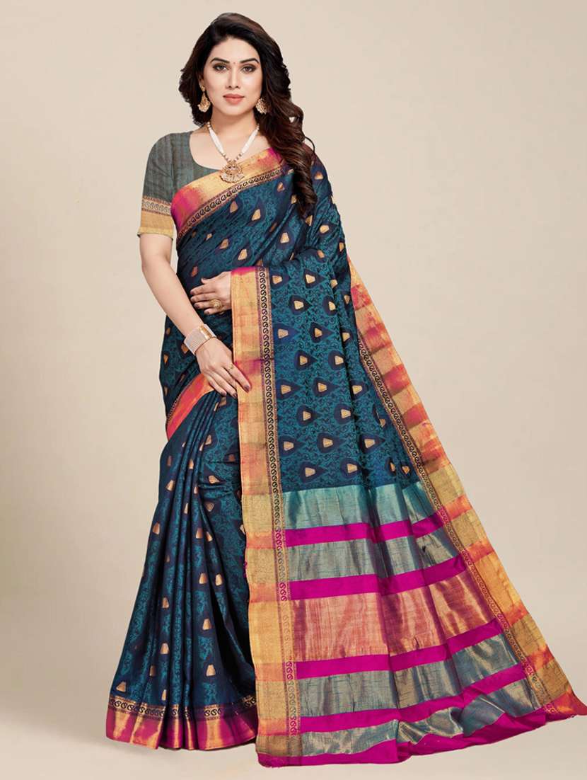 women green kanjivaram saree with blouse