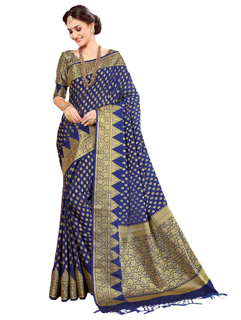 women self design banarasi saree with blouse