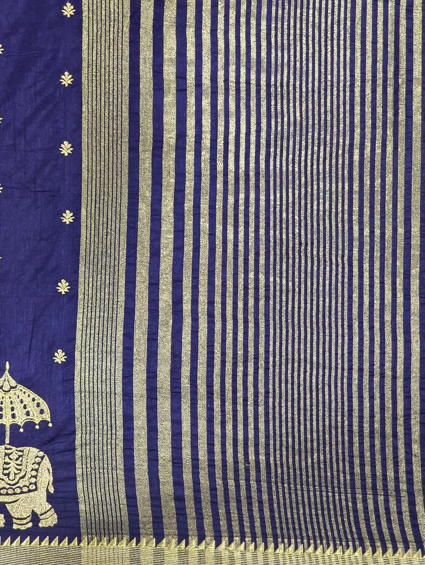 women dark blue banarasi saree with blouse - 21318675 - Standard Image - 3