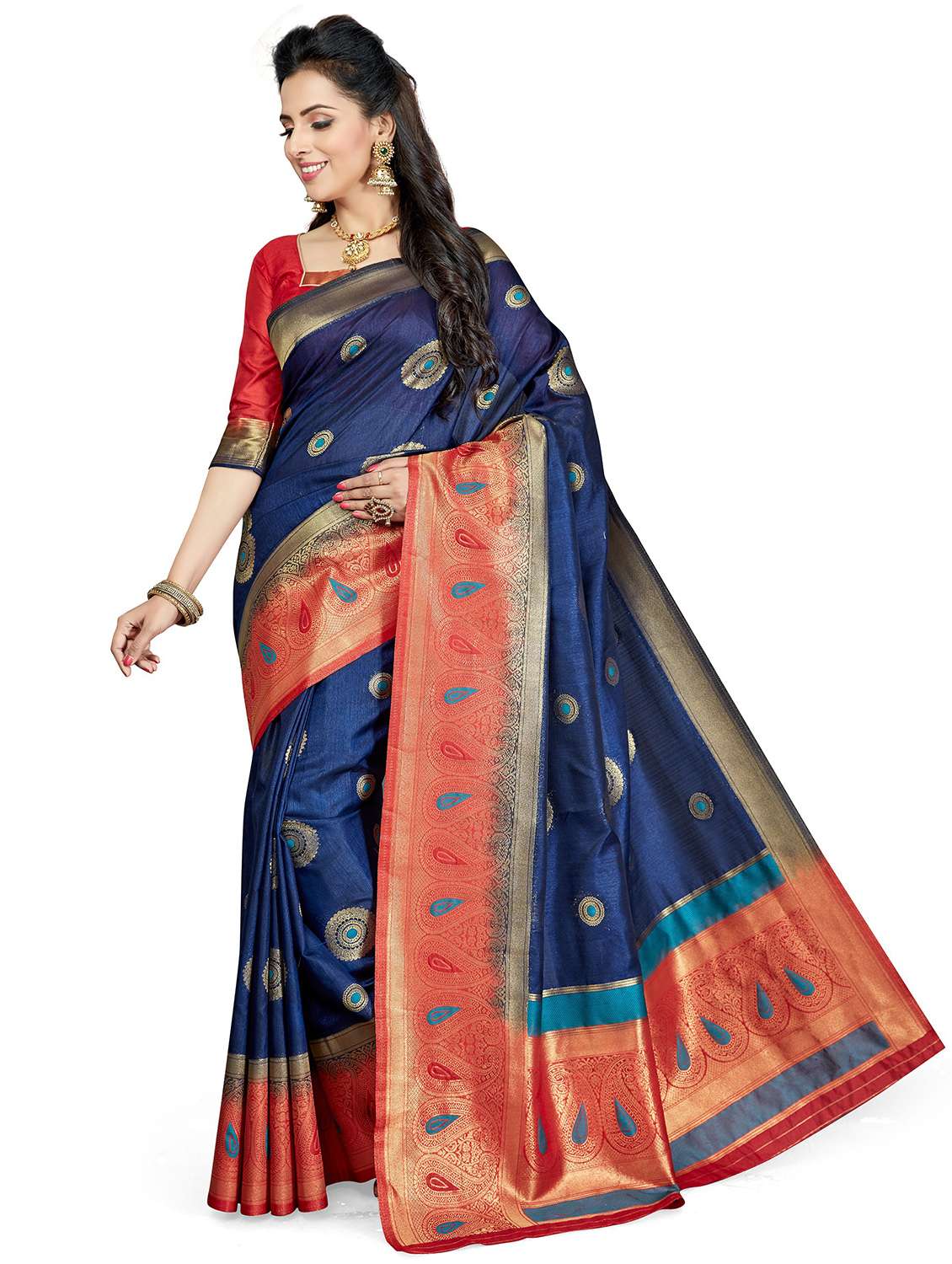 women self design kanjivaram saree with blouse