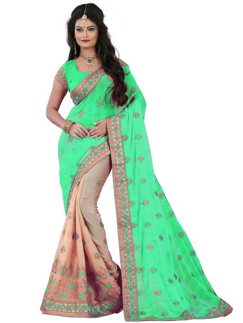 women embroidered half & half saree with blouse - 21318705 - Standard Image - 0