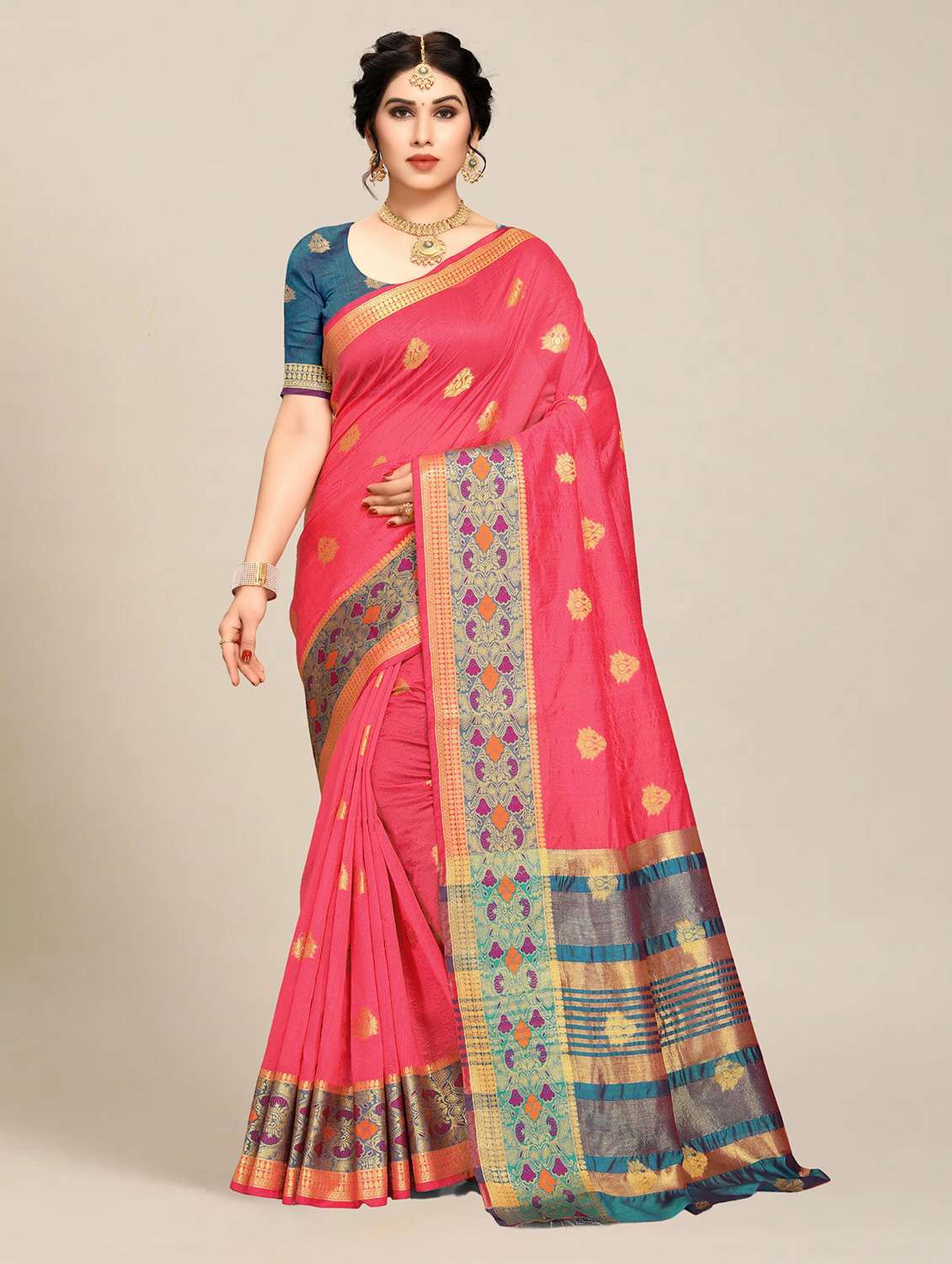women self design banarasi saree with blouse