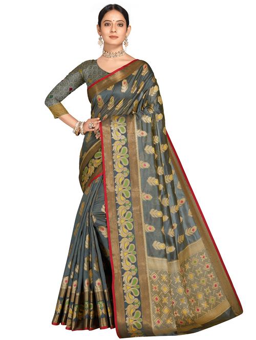 women self design zari work saree with blouse - 21318815 -  Standard Image - 0