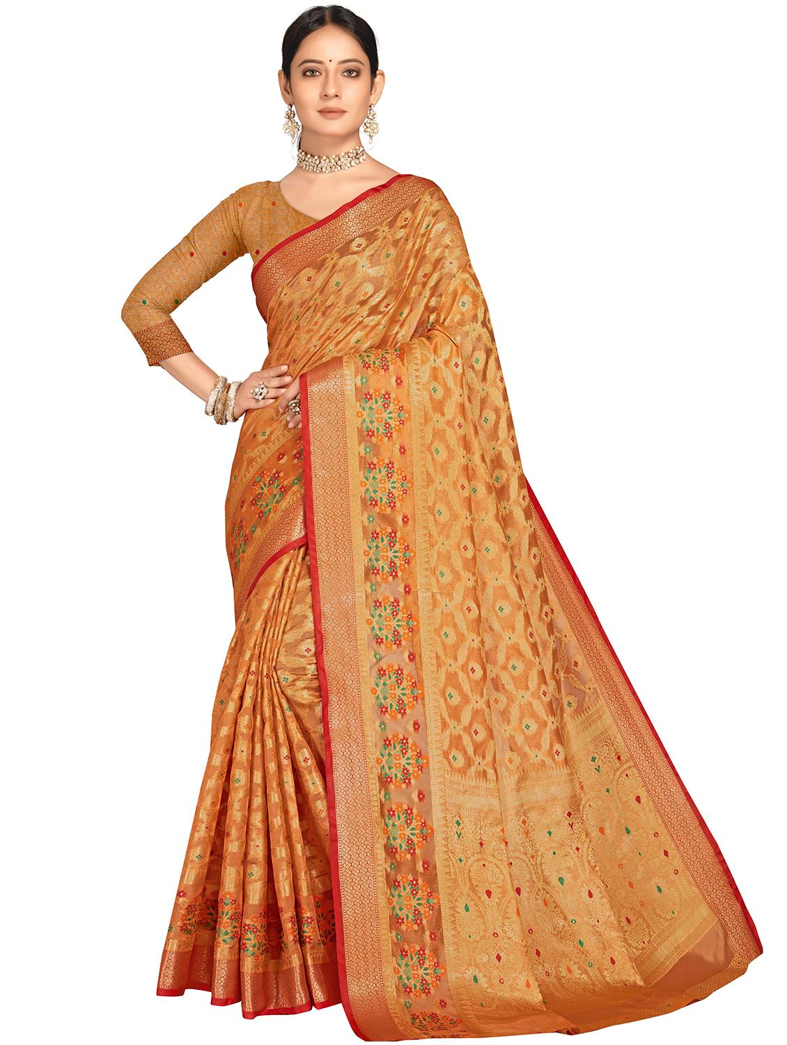 women self design zari work saree with blouse - 21318816 - Zoom Image - 0
