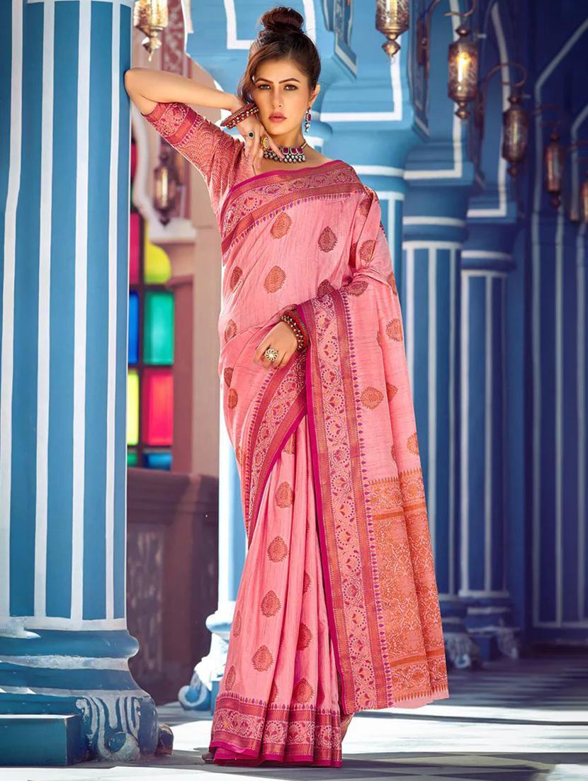 women self design zari work saree with blouse