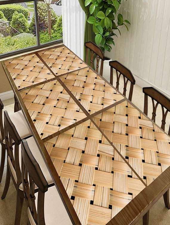 shreesales rectangular pack of 6 table placemat (beige, rubber)