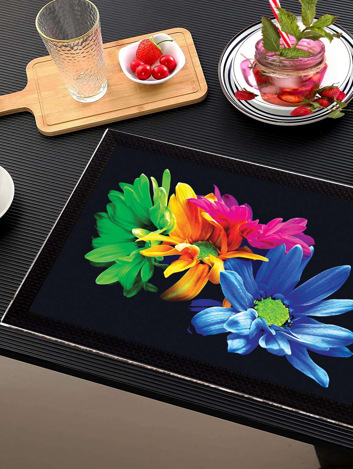 rectangular pack of 6 table placemat (multicolor, pvc)