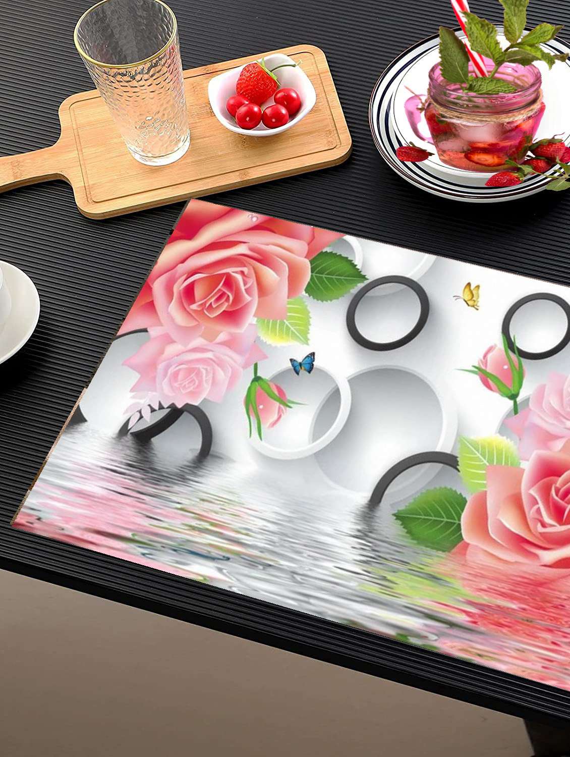 rectangular pack of 6 table placemat (multicolor, pvc)