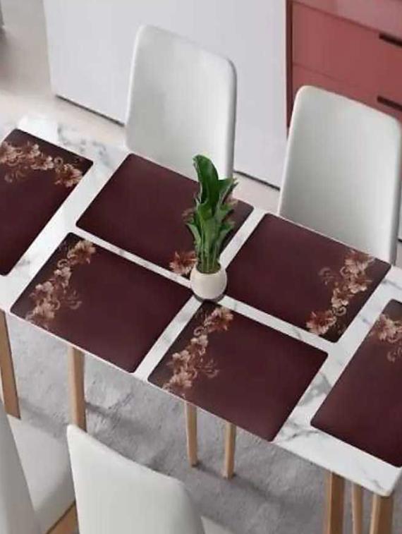 oval pack of 6 table placemat (brown , pvc) - 21319051 - Zoom Image - 0