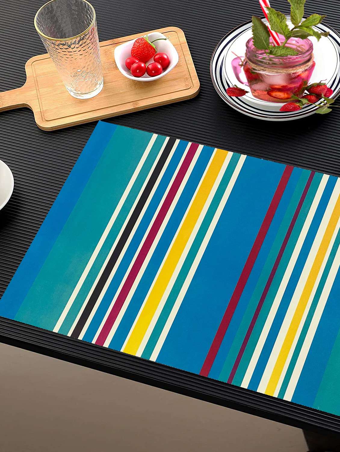 rectangular pack of 6 table placemat (multicolor, pvc)
