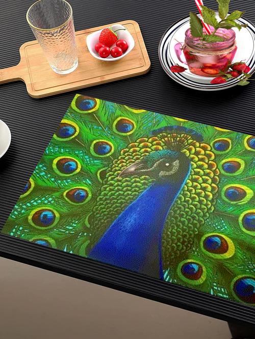 rectangular pack of 6 table placemat (green , pvc) - 21319076 - Standard Image - 0
