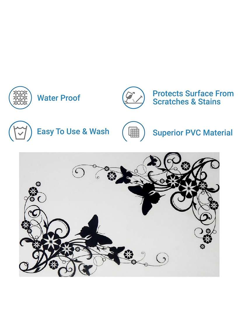 rectangular pack of 6 table placemat (white, black, pvc) - 21319081 -  Standard Image - 3