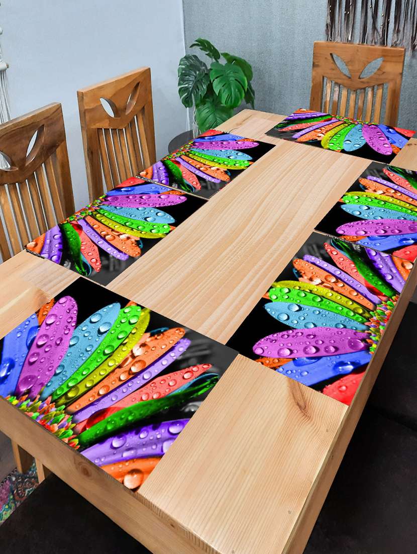 rectangular pack of 6 table placemat (multicolor, pvc)