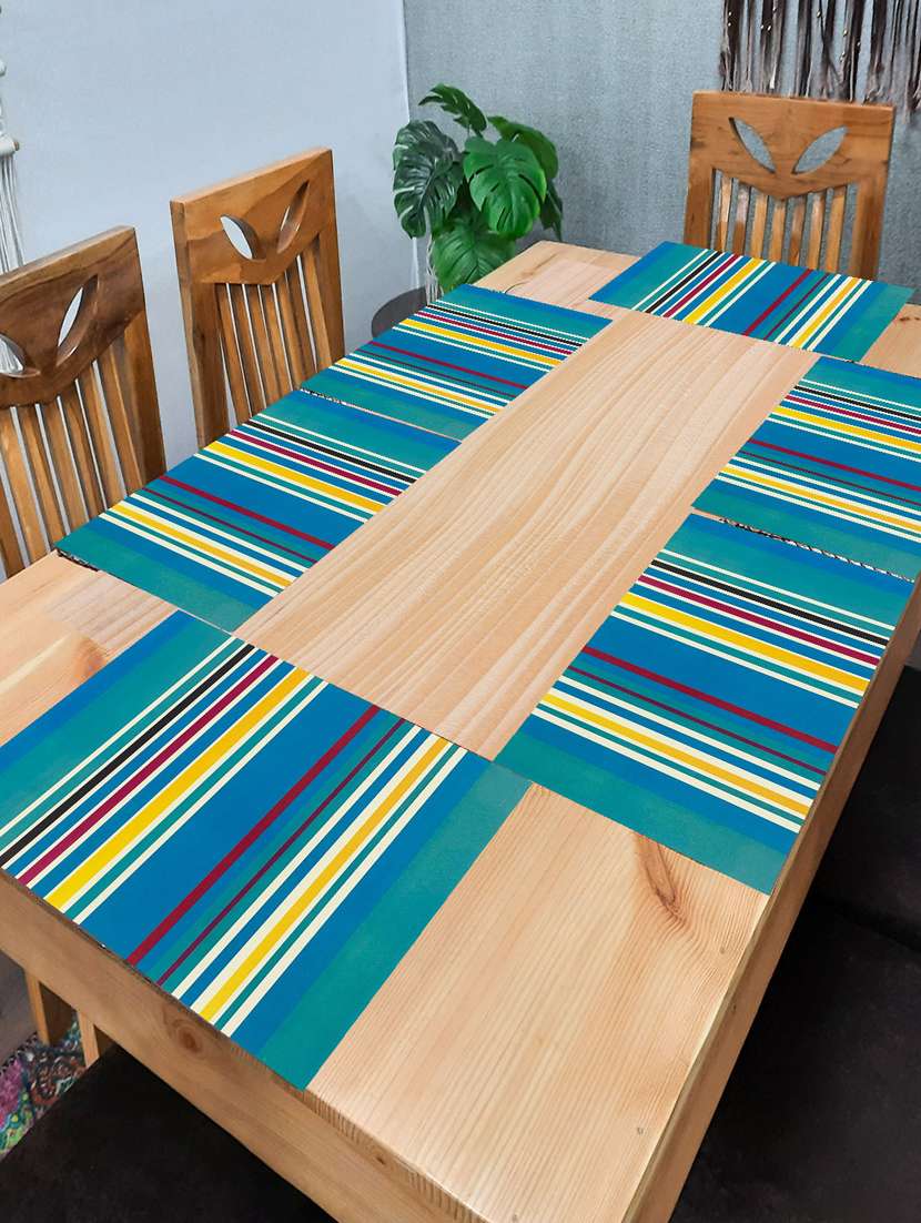 rectangular pack of 6 table placemat (blue, pvc)