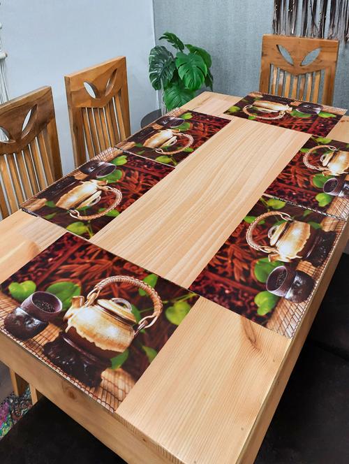 rectangular pack of 6 table placemat (gold, pvc) - 21319089 - Standard Image - 0