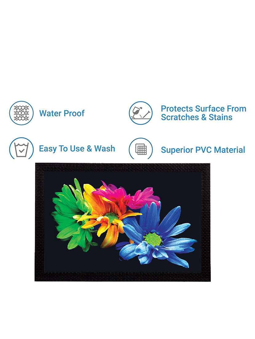 rectangular pack of 6 table placemat (black, blue, pvc) - 21319092 -  Standard Image - 3