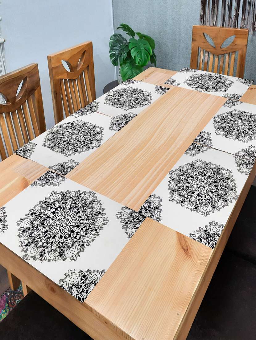 rectangular pack of 6 table placemat (white , black, pvc)