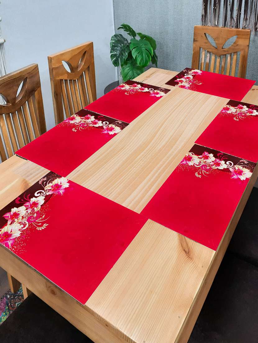rectangular pack of 6 table placemat (red, pvc)