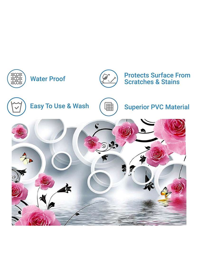 rectangular pack of 6 table placemat (pink, white, pvc) - 21319101 -  Standard Image - 3