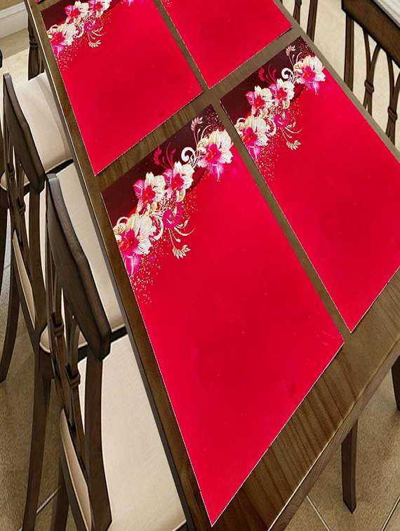 rectangular pack of 3 table placemat (red, pvc)