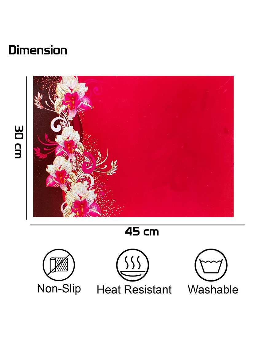 rectangular pack of 3 table placemat (red, pvc) - 21319103 -  Standard Image - 3