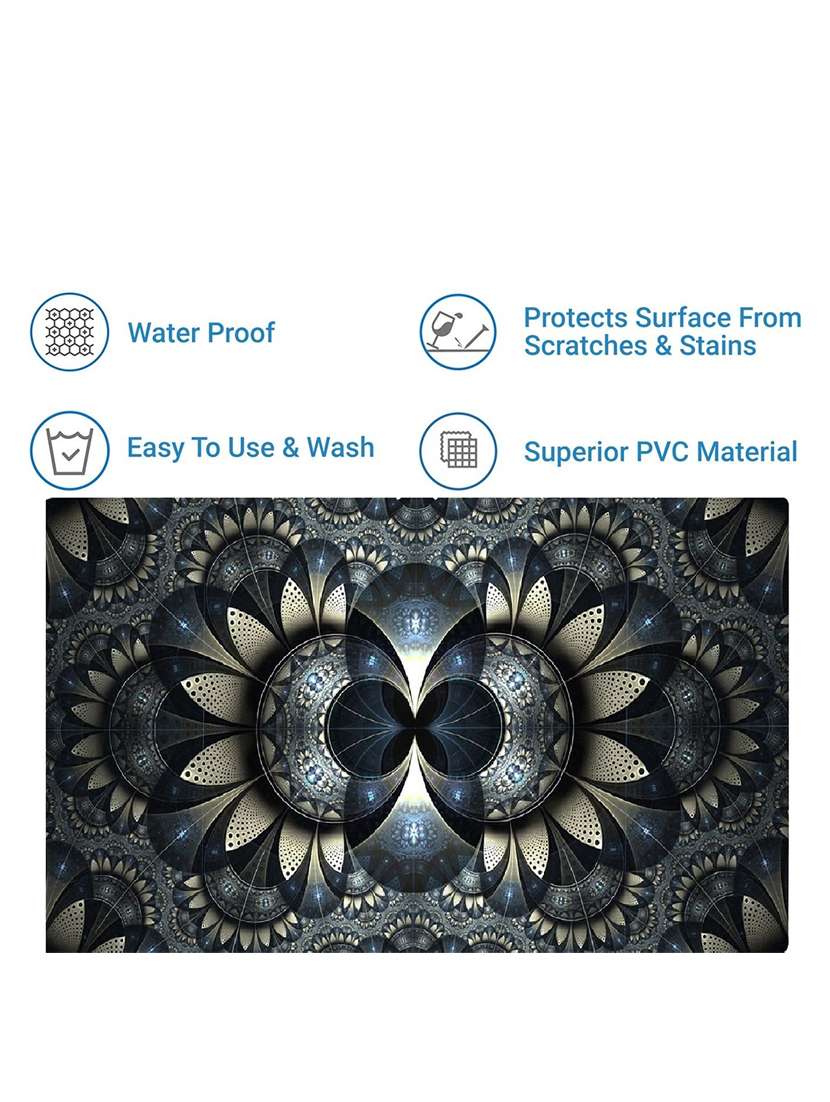 rectangular pack of 6 table placemat (black, pvc) - 21319105 -  Standard Image - 3