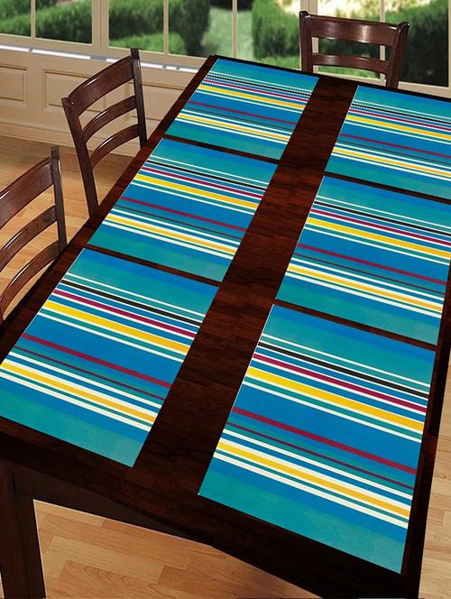 rectangular pack of 6 table placemat (blue, multicolor, pvc) - 21319108 - Standard Image - 0