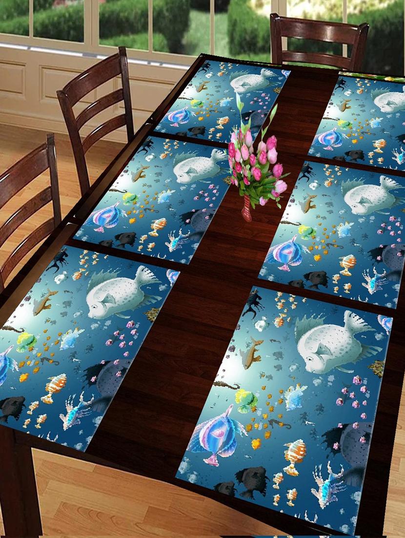 rectangular pack of 6 table placemat ( blue, pvc) - 21319109 - Zoom Image - 0