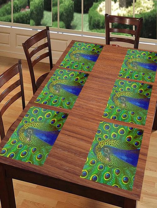 rectangular pack of 6 table placemat (green, blue, pvc) - 21319113 - Standard Image - 0