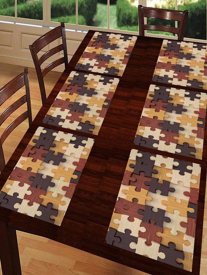 rectangular pack of 6 table placemat (multicolor, beige, pvc)