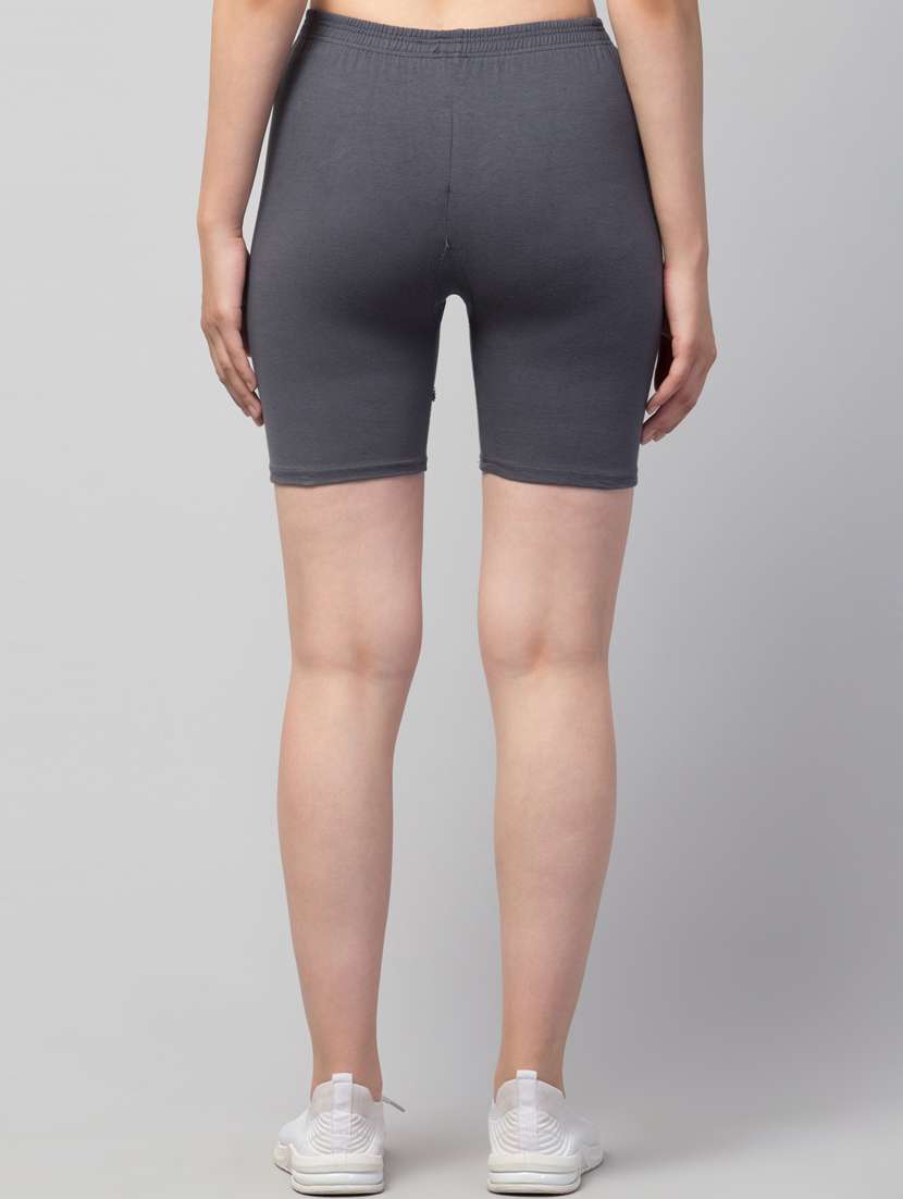 women solid mid rise active wear shorts - 21319142 - Standard Image - 3