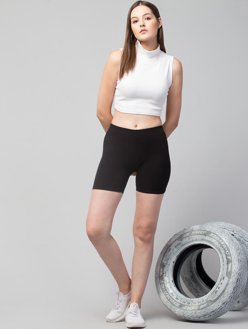 women solid mid rise active wear shorts - 21319173 - Standard Image - 3