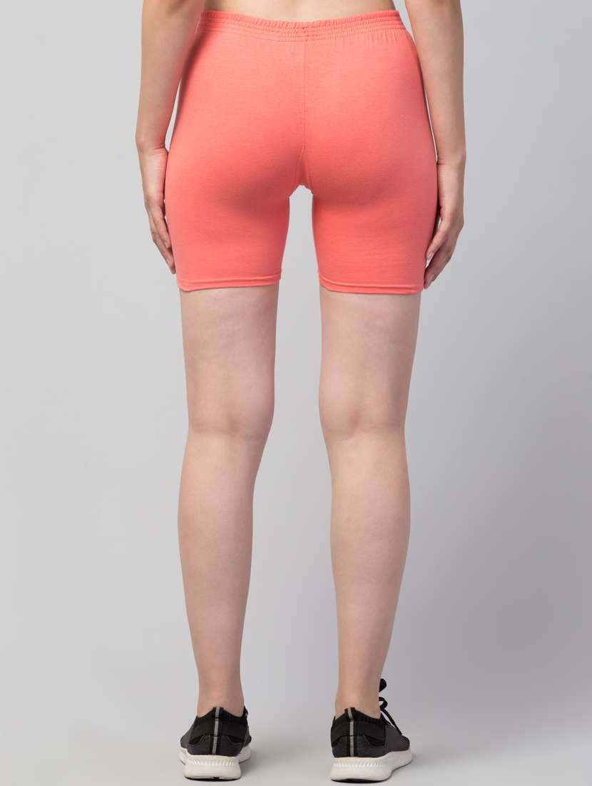 women solid mid rise active wear shorts - 21319185 - Standard Image - 3