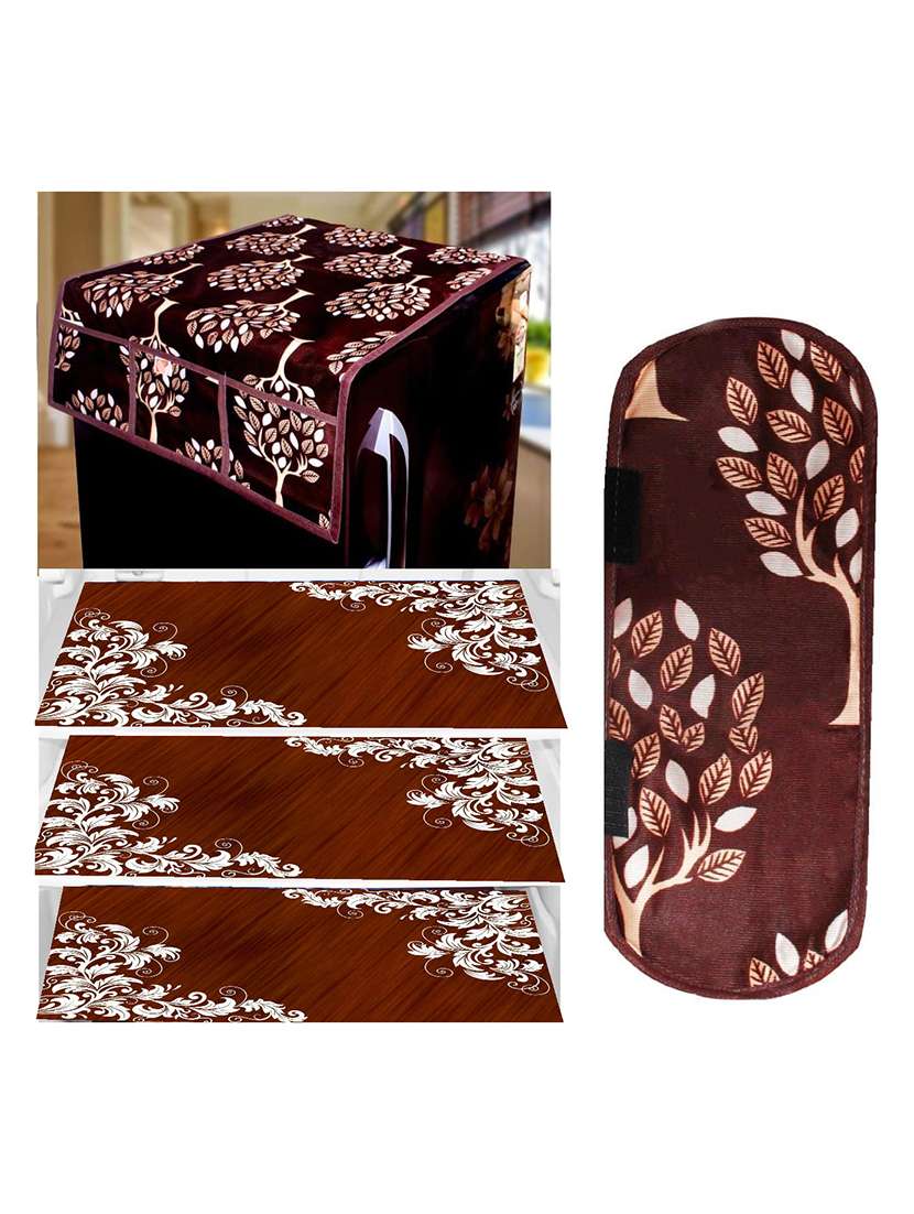 set of printed fridge mats with top cover