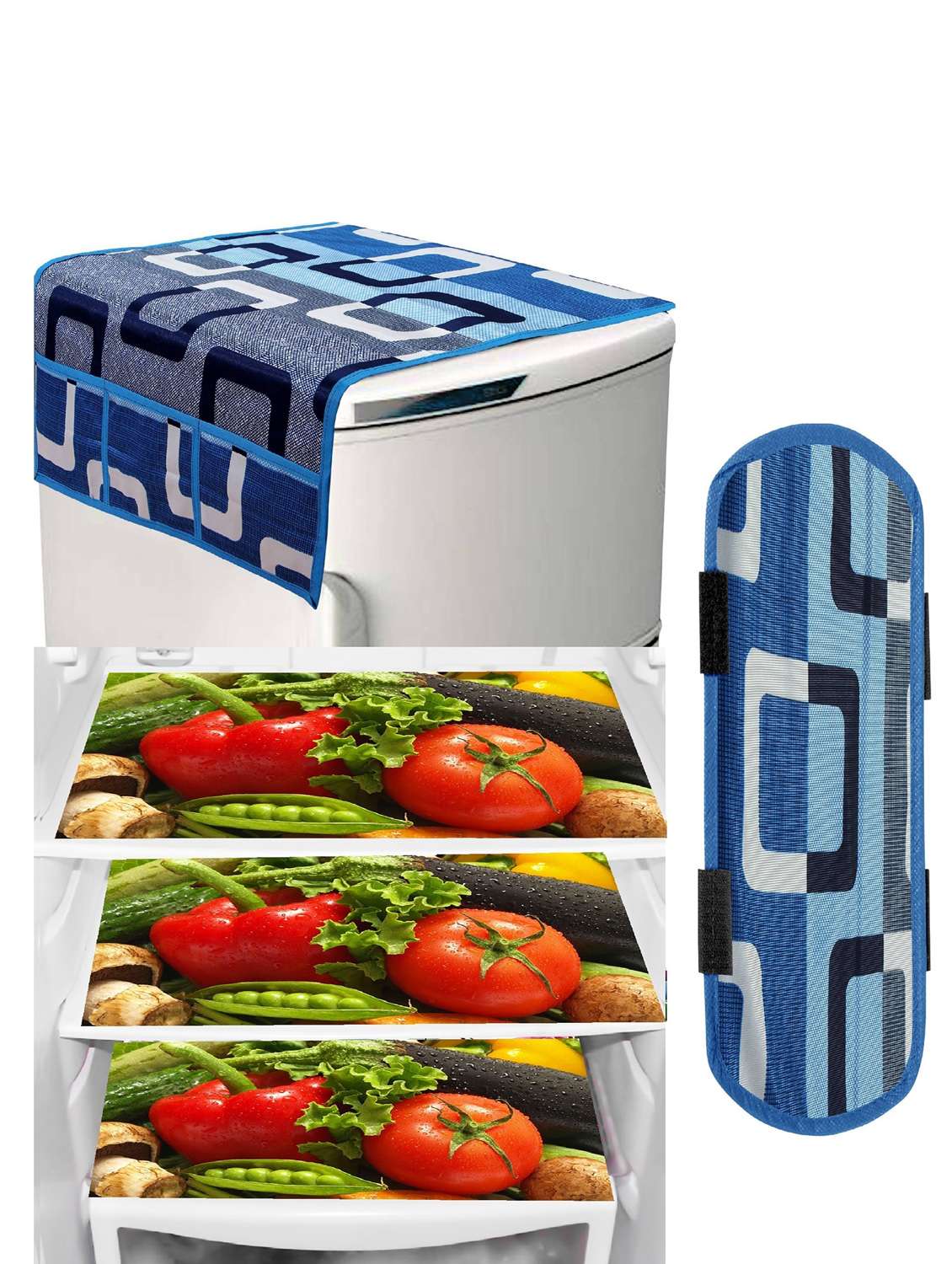 set of printed fridge mats with top cover