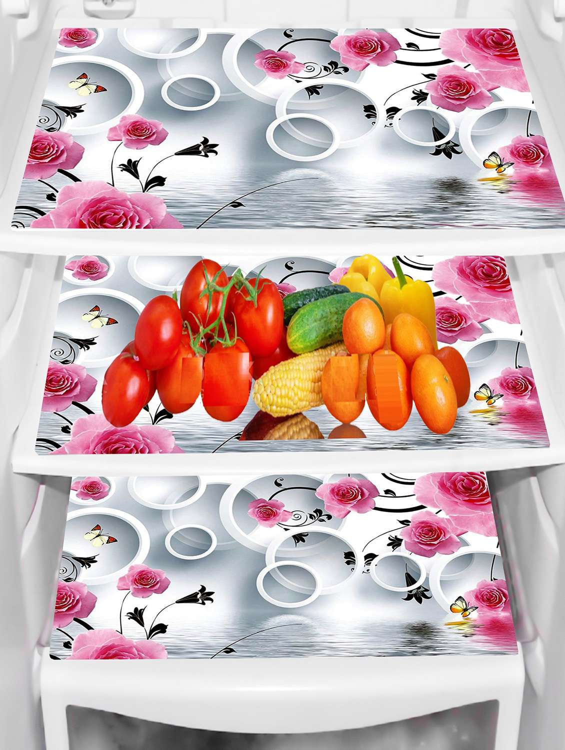 set of printed fridge mats 
