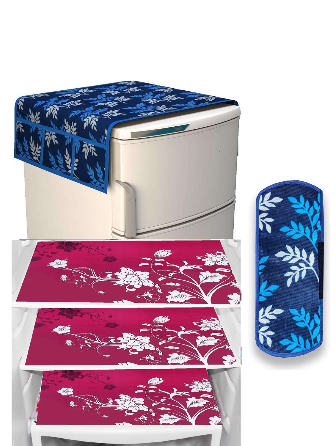 set of printed fridge mats with top cover