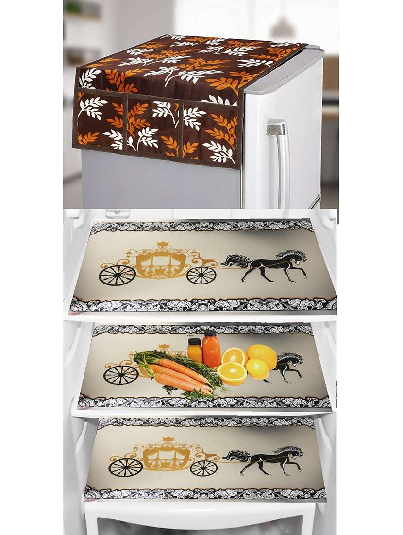 set of printed fridge mats with top cover