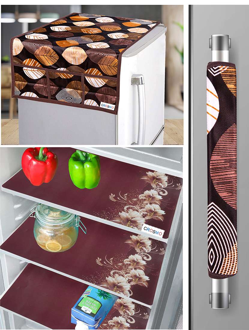 set of printed fridge mats with top cover