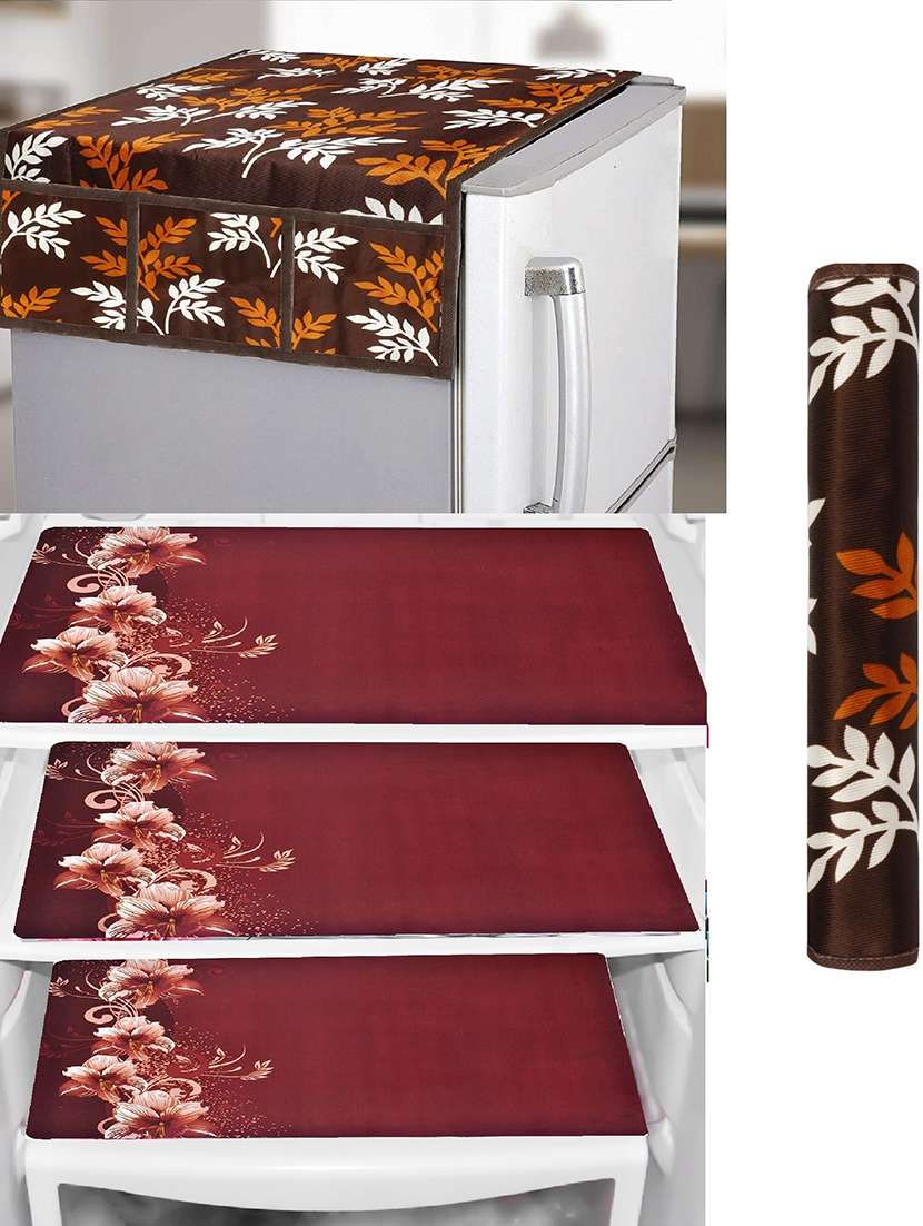 set of printed fridge mats with cover