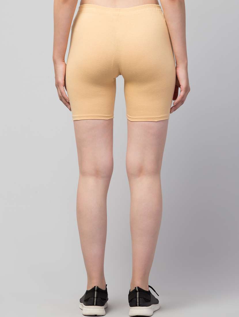 women solid mid rise active wear shorts - 21319988 - Standard Image - 3