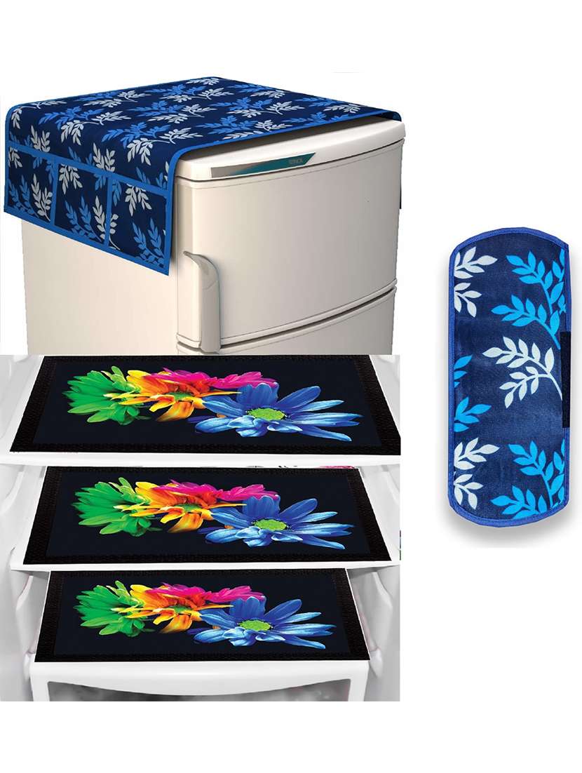 set of printed fridge mats with cover