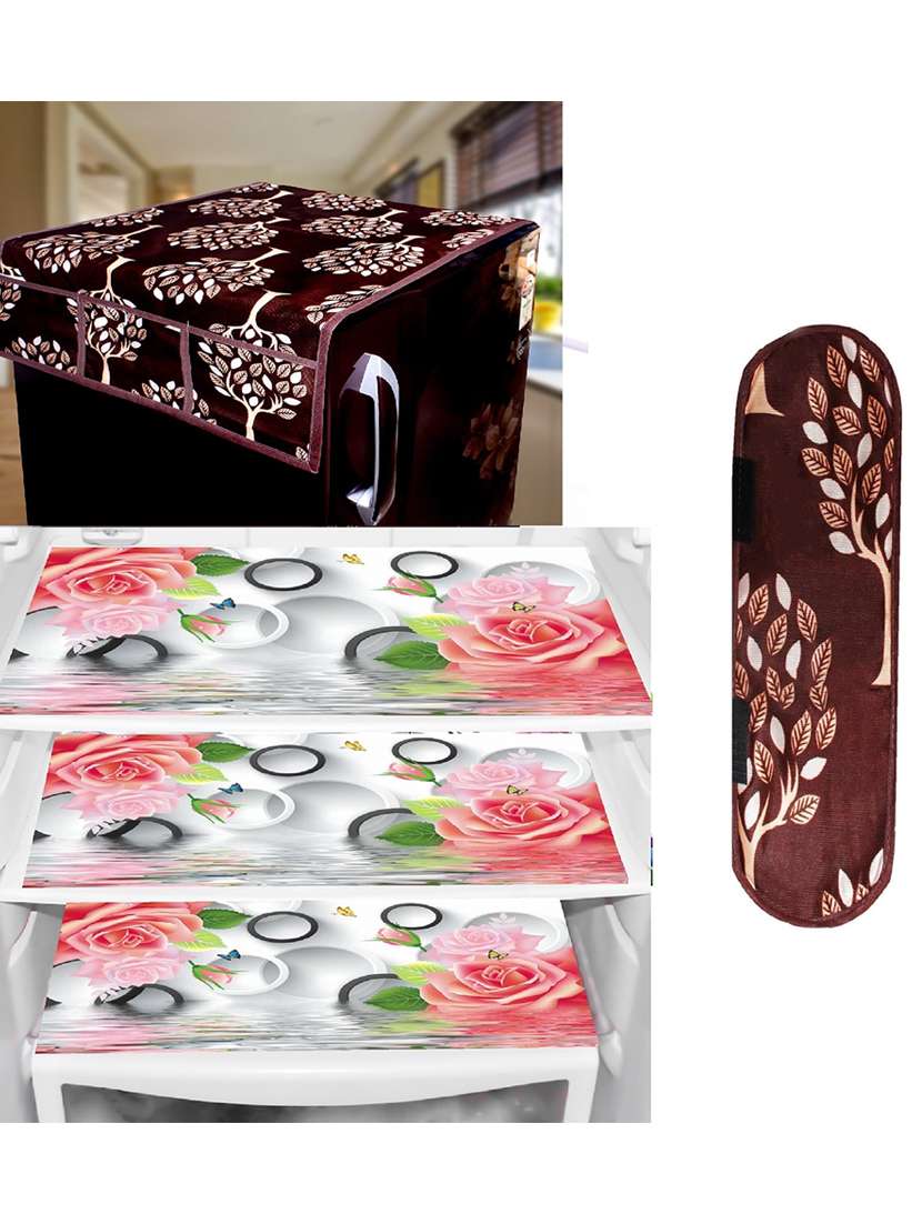 set of printed fridge mats with top cover