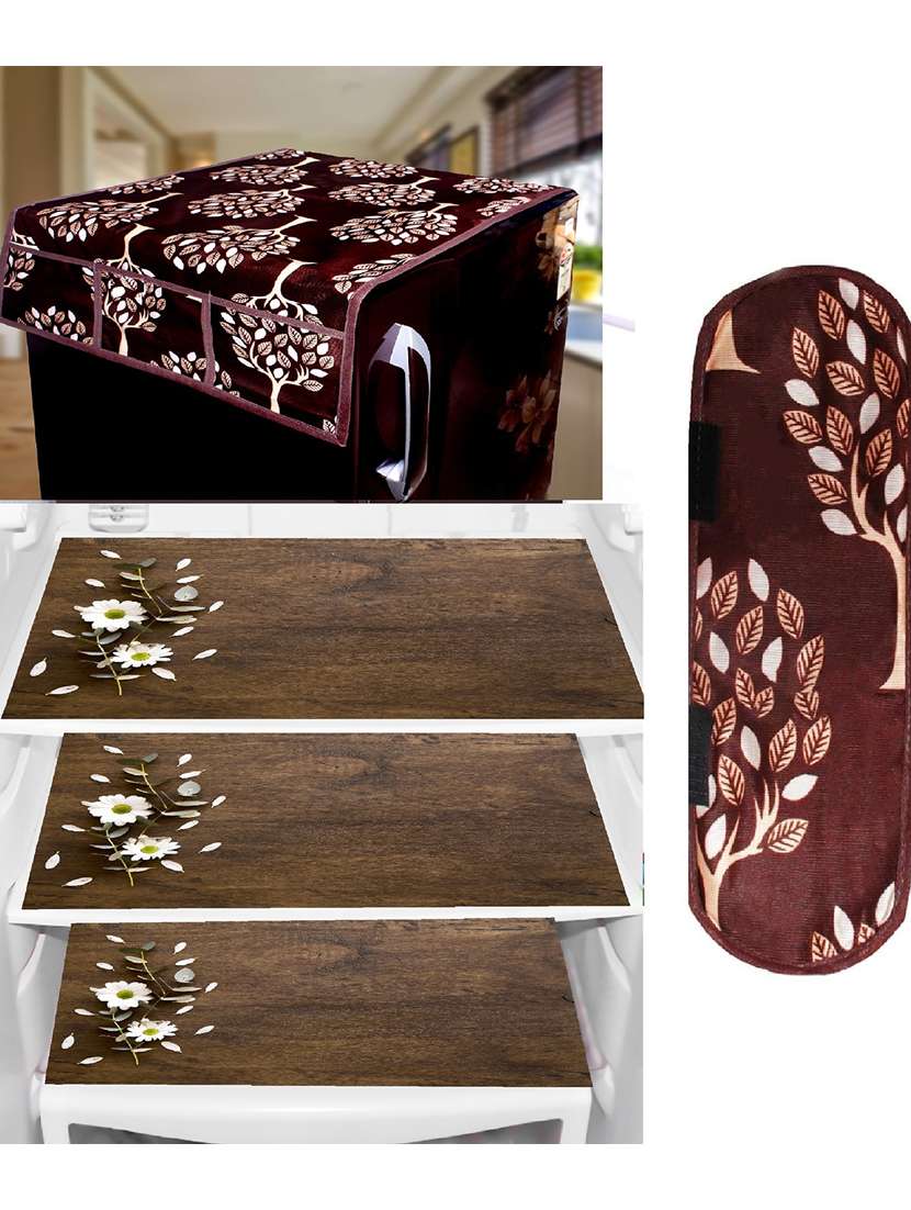 set of printed fridge mats with cover