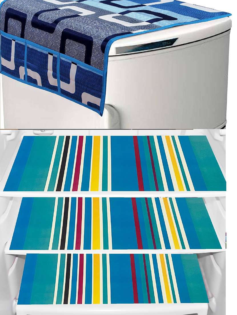 set of printed fridge mats with cover